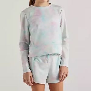 FREELY DELILAH CREW ZEN TIE DYE CREW NECK PULLOVER SWEATSHIRT WITH THUMBHOLES‎